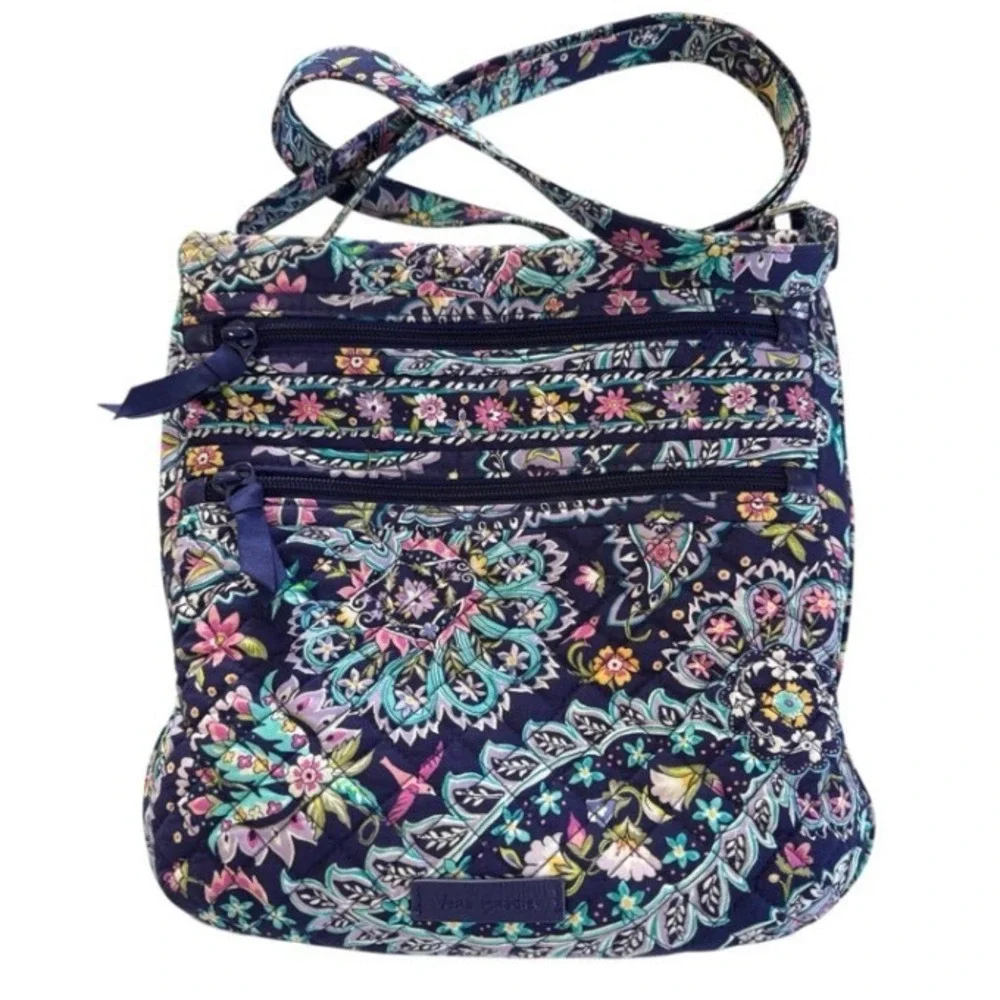 Vera Bradley Petal Paisley Triple Zip Hipster Crossbody Bag Quilted Retired